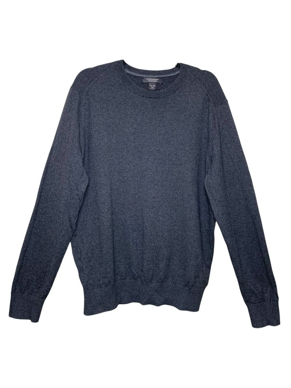 Banana Republic Knit Crewneck Sweater Cashmere Cotton Dark Gray Sz XL Pullover